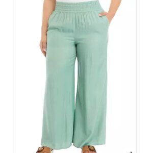 Wonderly Plus Size Linen Like Smocked Swing Pants